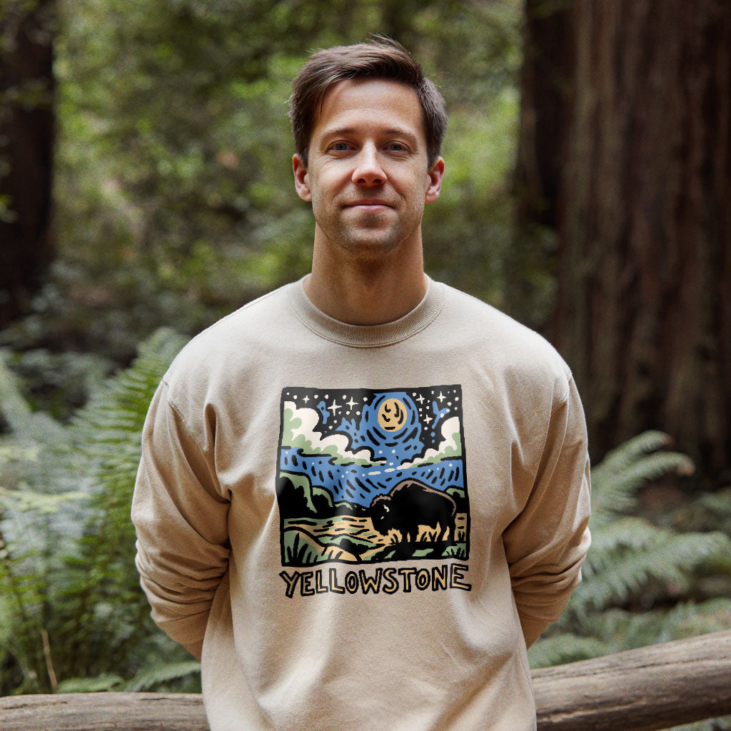 Yellowstone National Park at Night Crewneck Sweatshirt