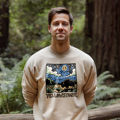 Yellowstone National Park at Night Crewneck Sweatshirt