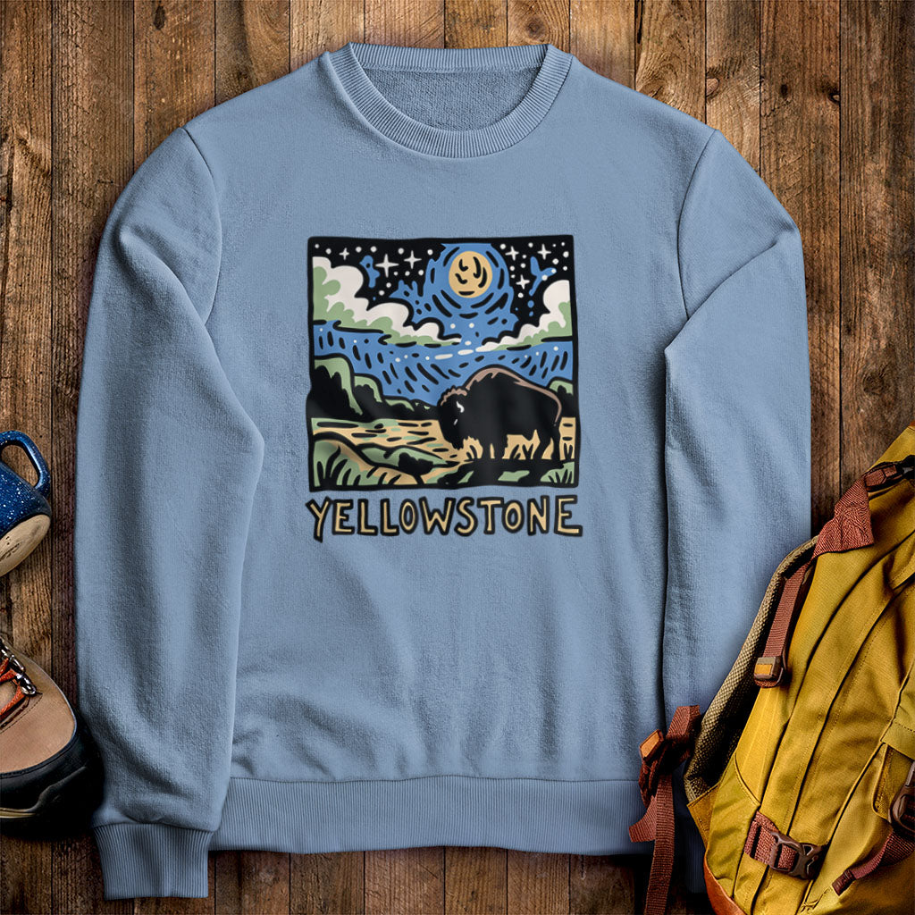 Yellowstone National Park at Night Crewneck Sweatshirt