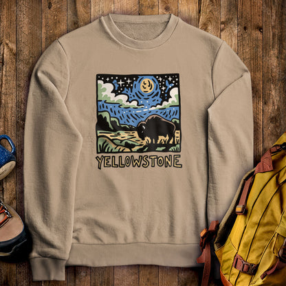 Yellowstone National Park at Night Crewneck Sweatshirt