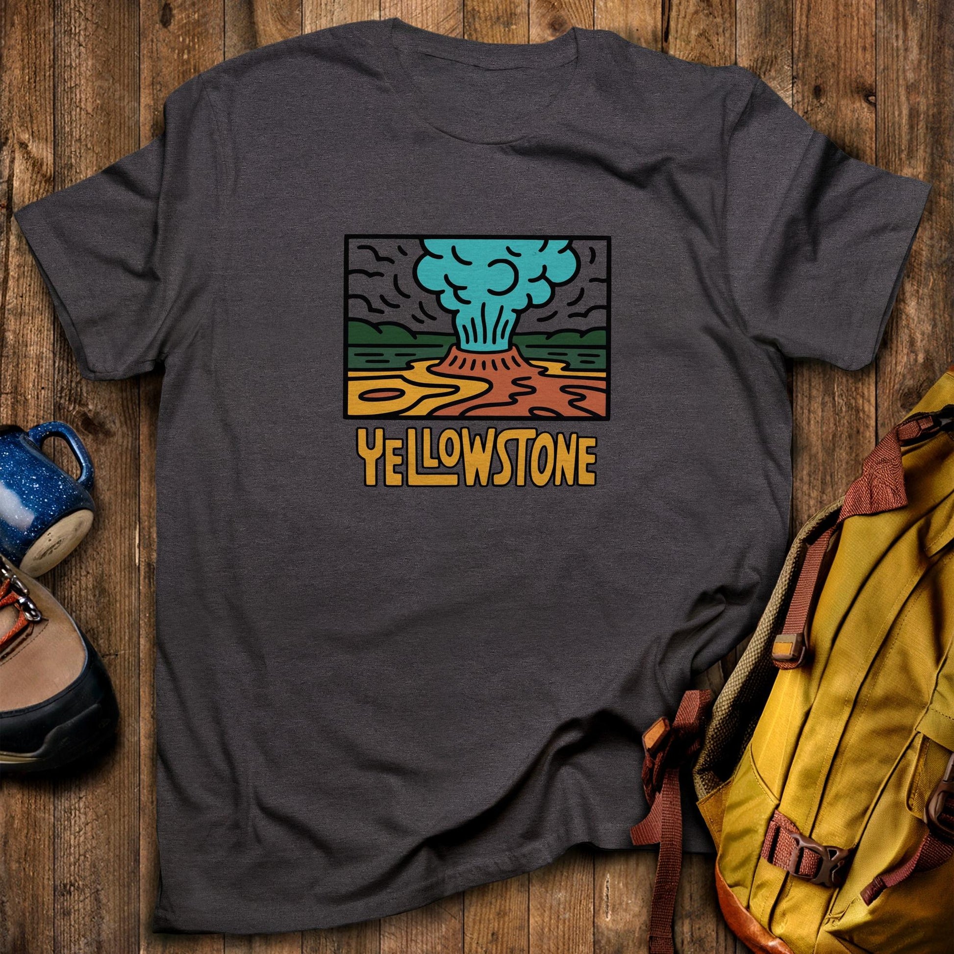 Yellowstone National Park T-Shirt Dark Heather Adventure and Outdoors Themed T-Shirt