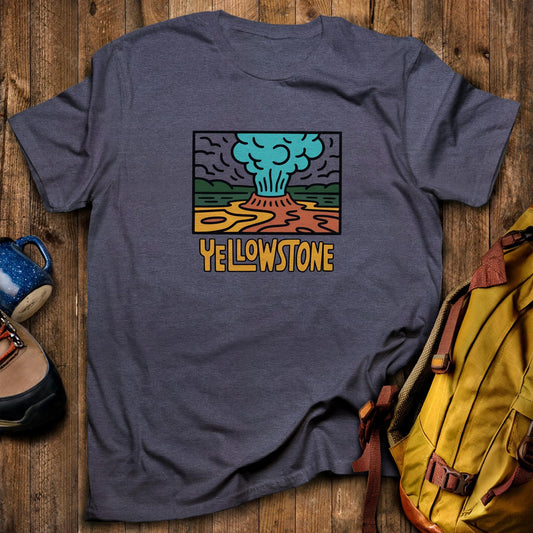 Yellowstone National Park T-Shirt Heather Navy Adventure and Outdoors Themed T-Shirt