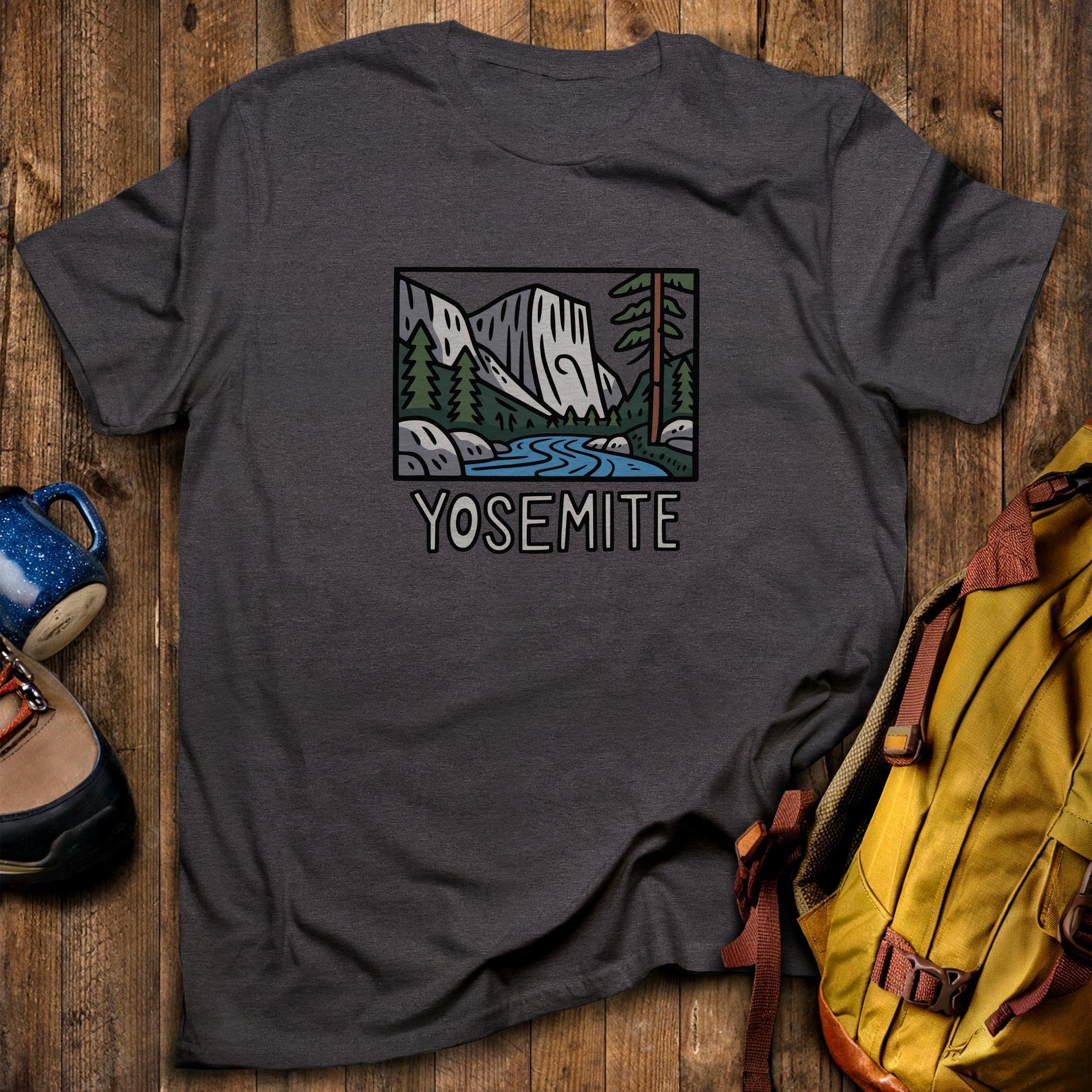 Yosemite National Park T-Shirt Dark Heather Adventure and Outdoors Themed T-Shirt