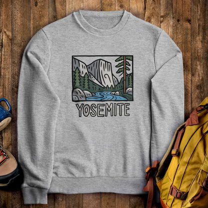 Yosemite National Park Crewneck Sweatshirt Sport Grey Adventure and Outdoors Themed Sweatshirt