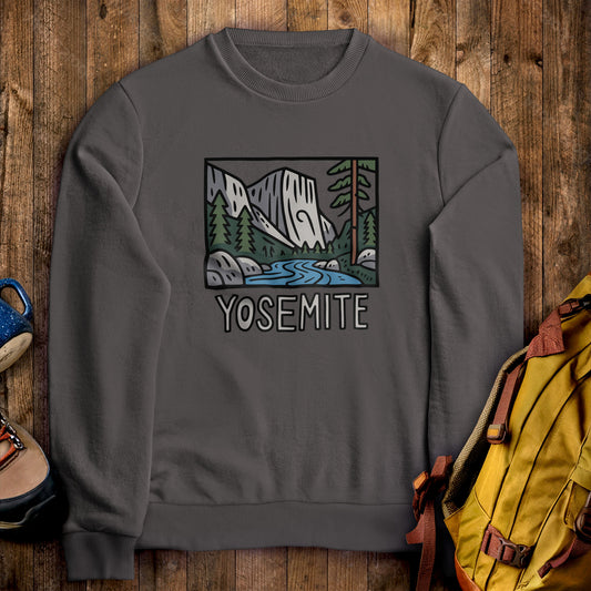 Yosemite National Park Crewneck Sweatshirt Charcoal Adventure and Outdoors Themed Sweatshirt