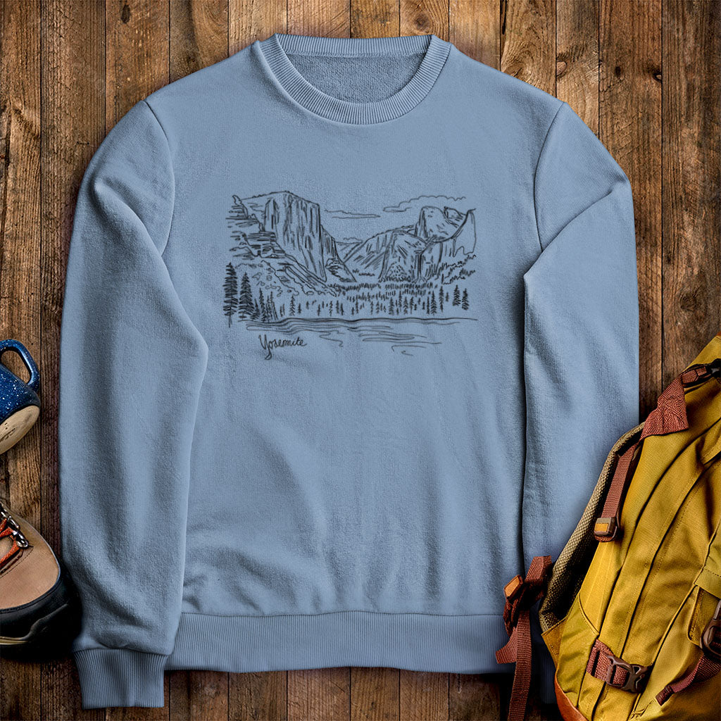 Yosemite Line Drawing Crewneck Sweatshirt
