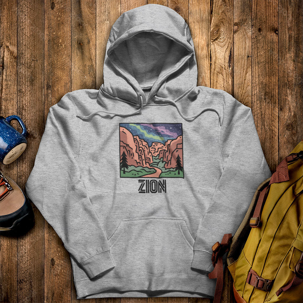 Zion at Night Hoodie Sport Grey Adventure and Outdoors Themed Hoodie