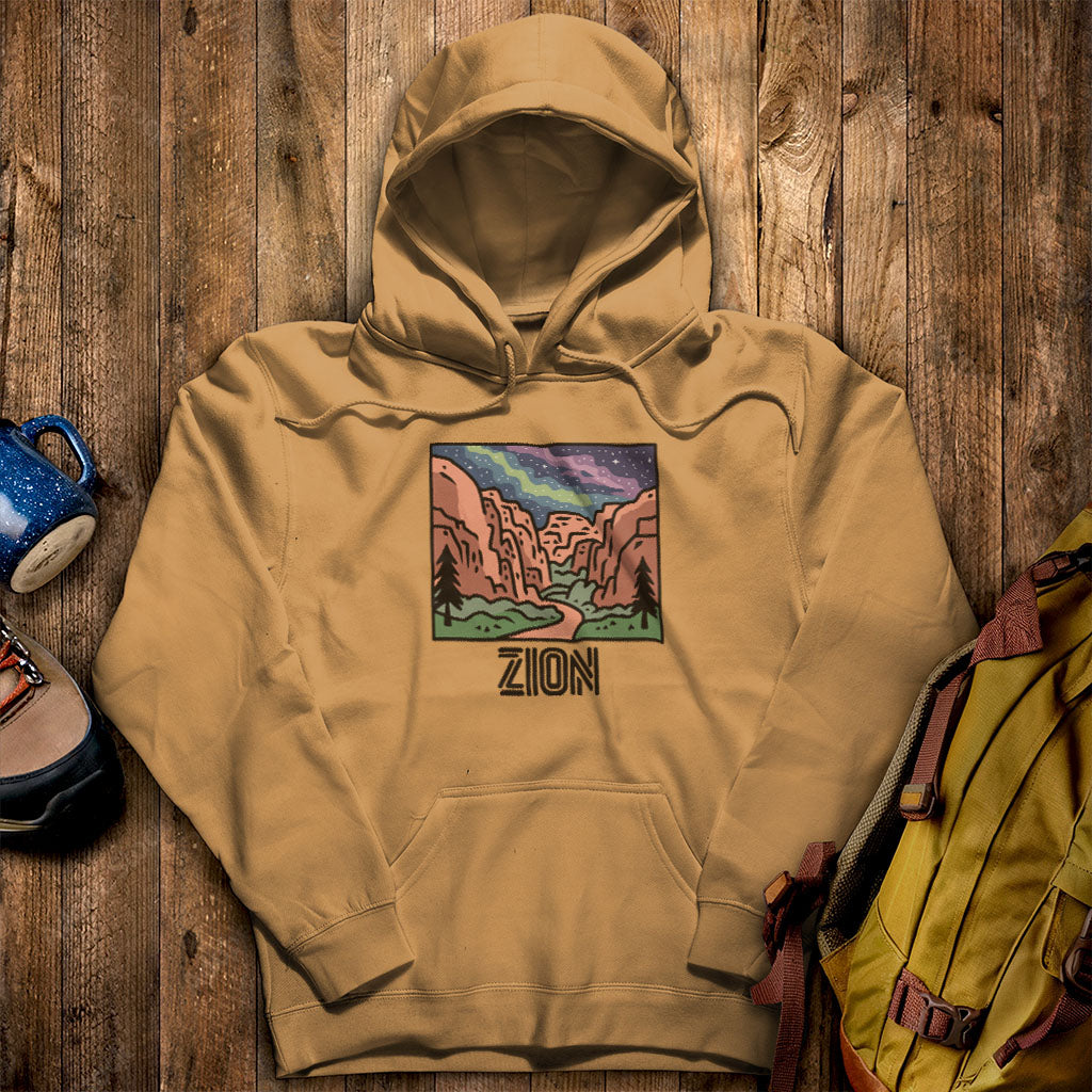 Zion at Night Hoodie Mustard Adventure and Outdoors Themed Hoodie