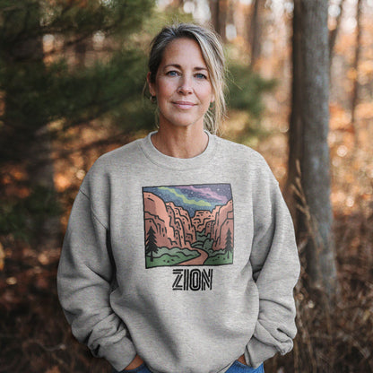 Zion at Night Crewneck Sweatshirt Adventure and Outdoors Themed Sweatshirt