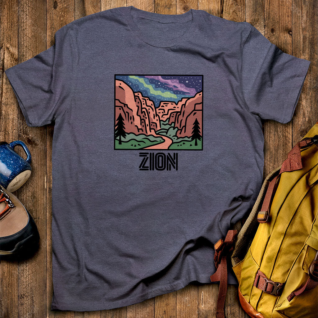 Zion at Night T-Shirt Heather Navy Adventure and Outdoors Themed T-Shirt