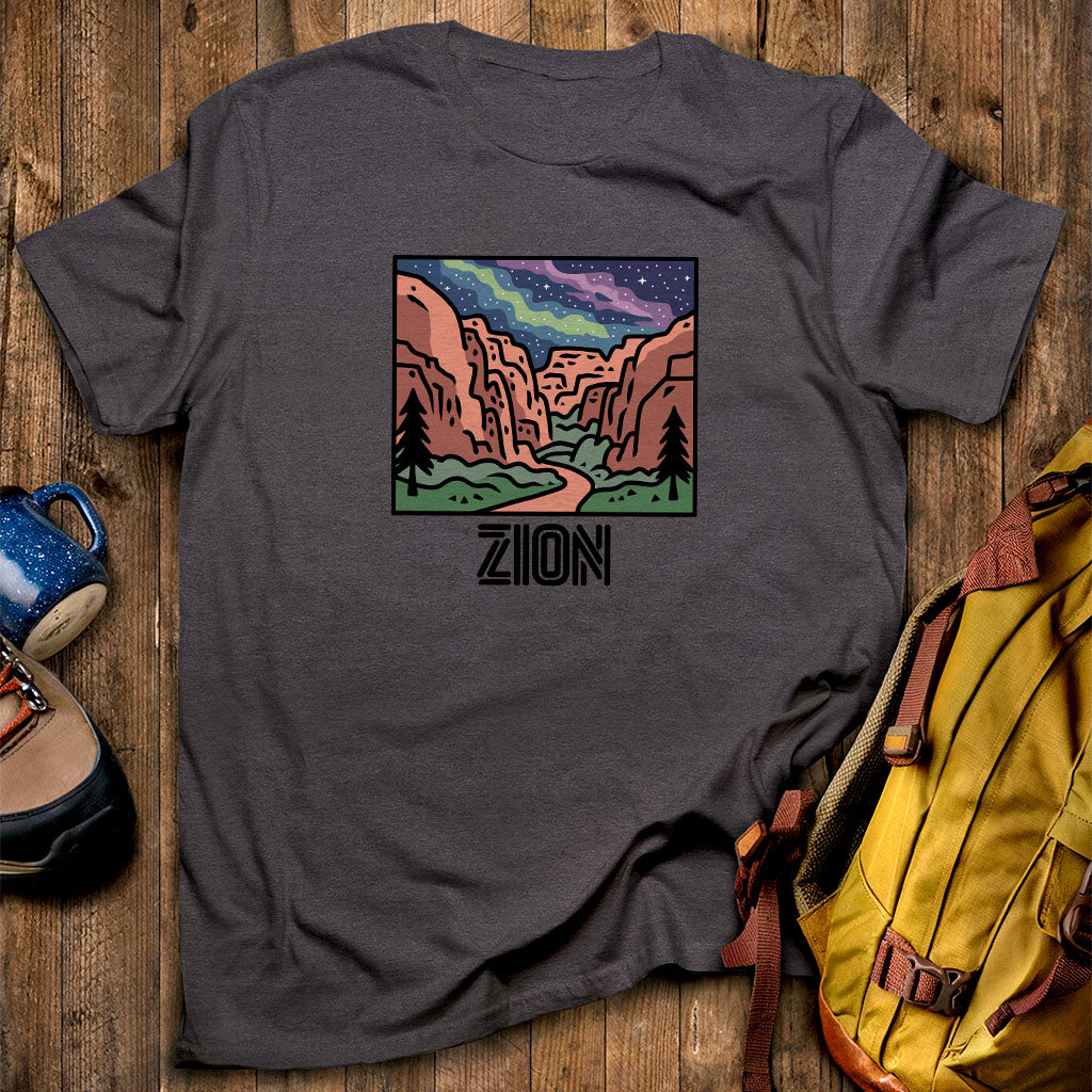 Zion at Night T-Shirt Dark Heather Adventure and Outdoors Themed T-Shirt