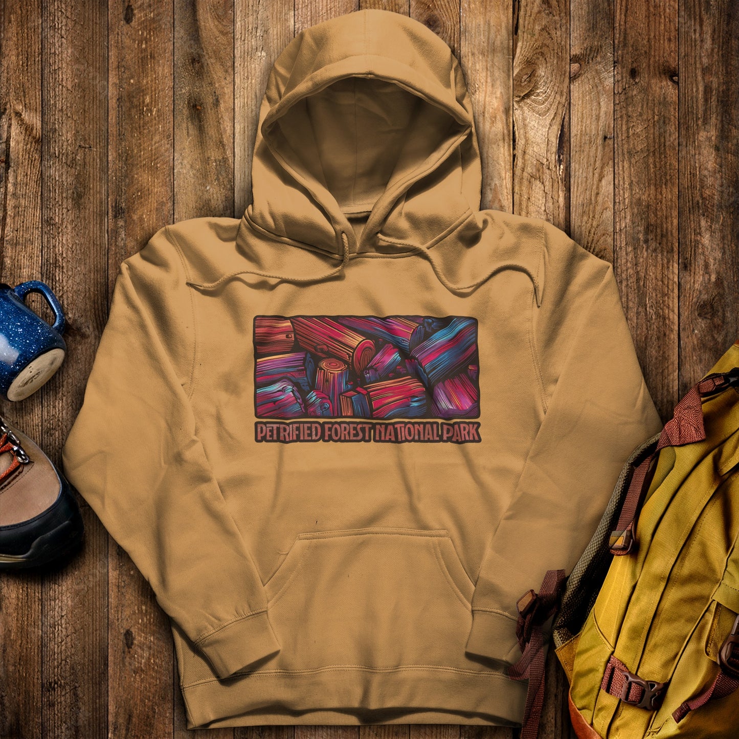Petrified Forest National Park Hoodie Mustard Adventure and Outdoors Themed Hoodie