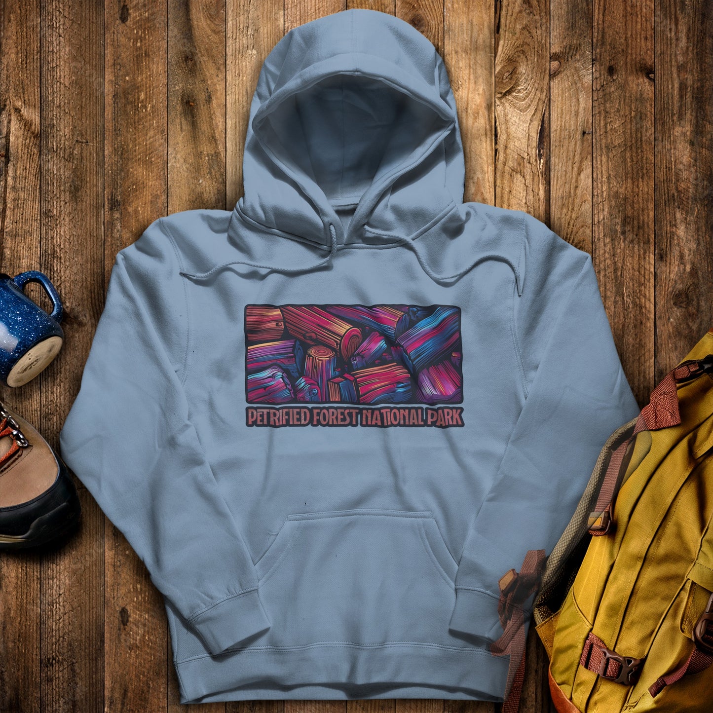 Petrified Forest National Park Hoodie Stone Blue Adventure and Outdoors Themed Hoodie