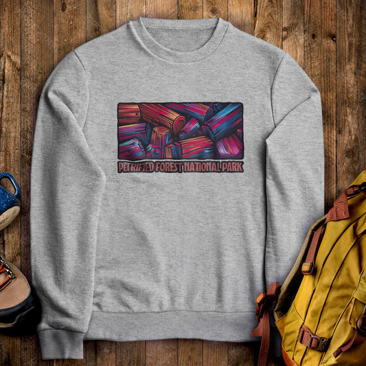 Petrified Forest National Park Crewneck Sweatshirt Sport Grey Adventure and Outdoors Themed Sweatshirt