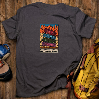 Petrified Forest National Park Logs T-Shirt Dark Heather Adventure and Outdoors Themed T-Shirt