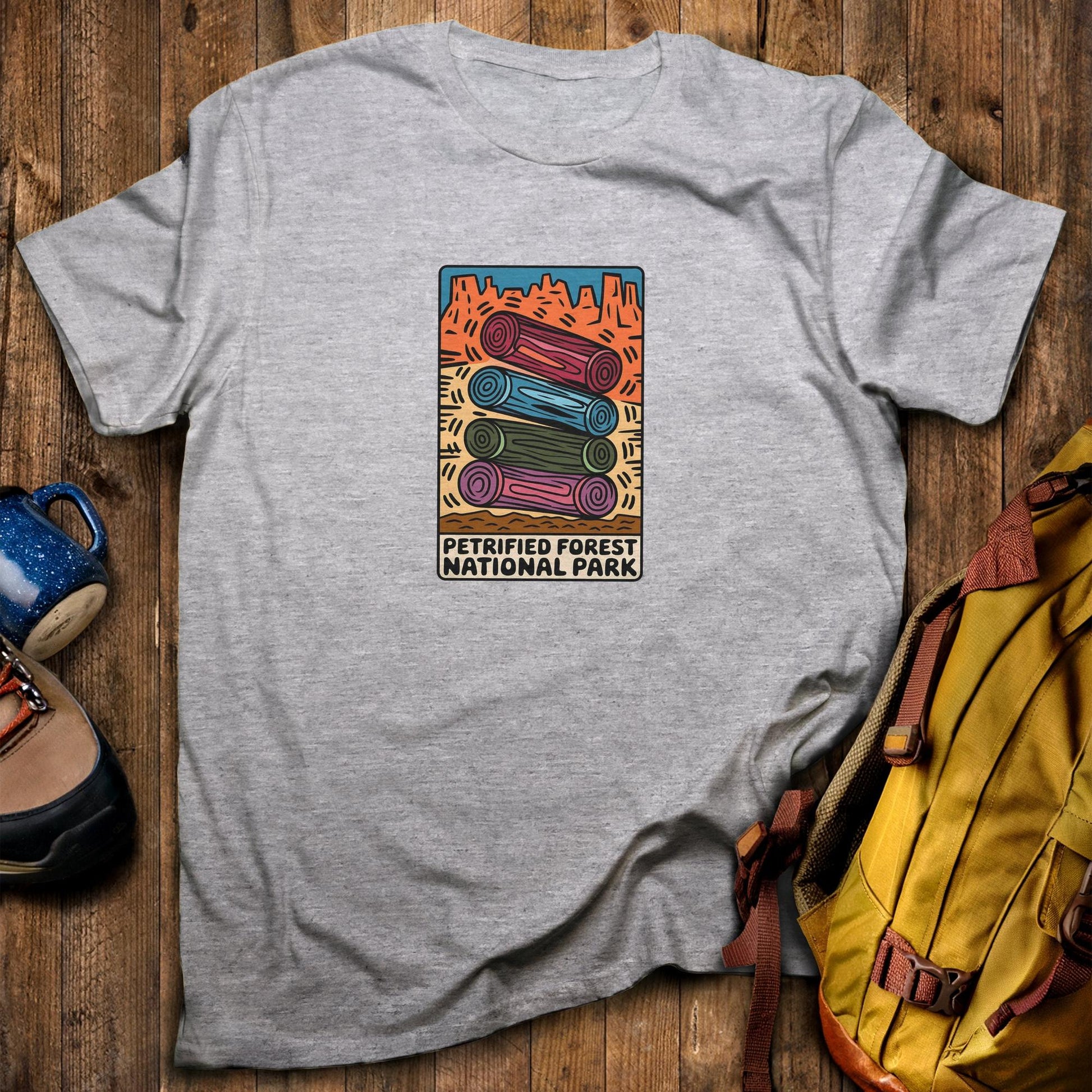 Petrified Forest National Park Logs T-Shirt Sport Grey Adventure and Outdoors Themed T-Shirt
