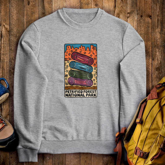 Petrified Forest National Park Logs Crewneck Sweatshirt Sport Grey Adventure and Outdoors Themed Sweatshirt