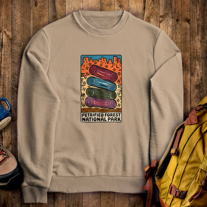 Petrified Forest National Park Logs Crewneck Sweatshirt Sand Adventure and Outdoors Themed Sweatshirt