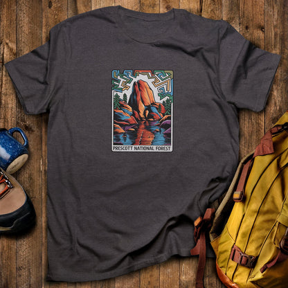 Prescott National Forest T-Shirt Dark Heather Adventure and Outdoors Themed T-Shirt