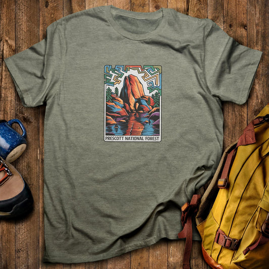 Prescott National Forest T-Shirt Heather Military Green Adventure and Outdoors Themed T-Shirt