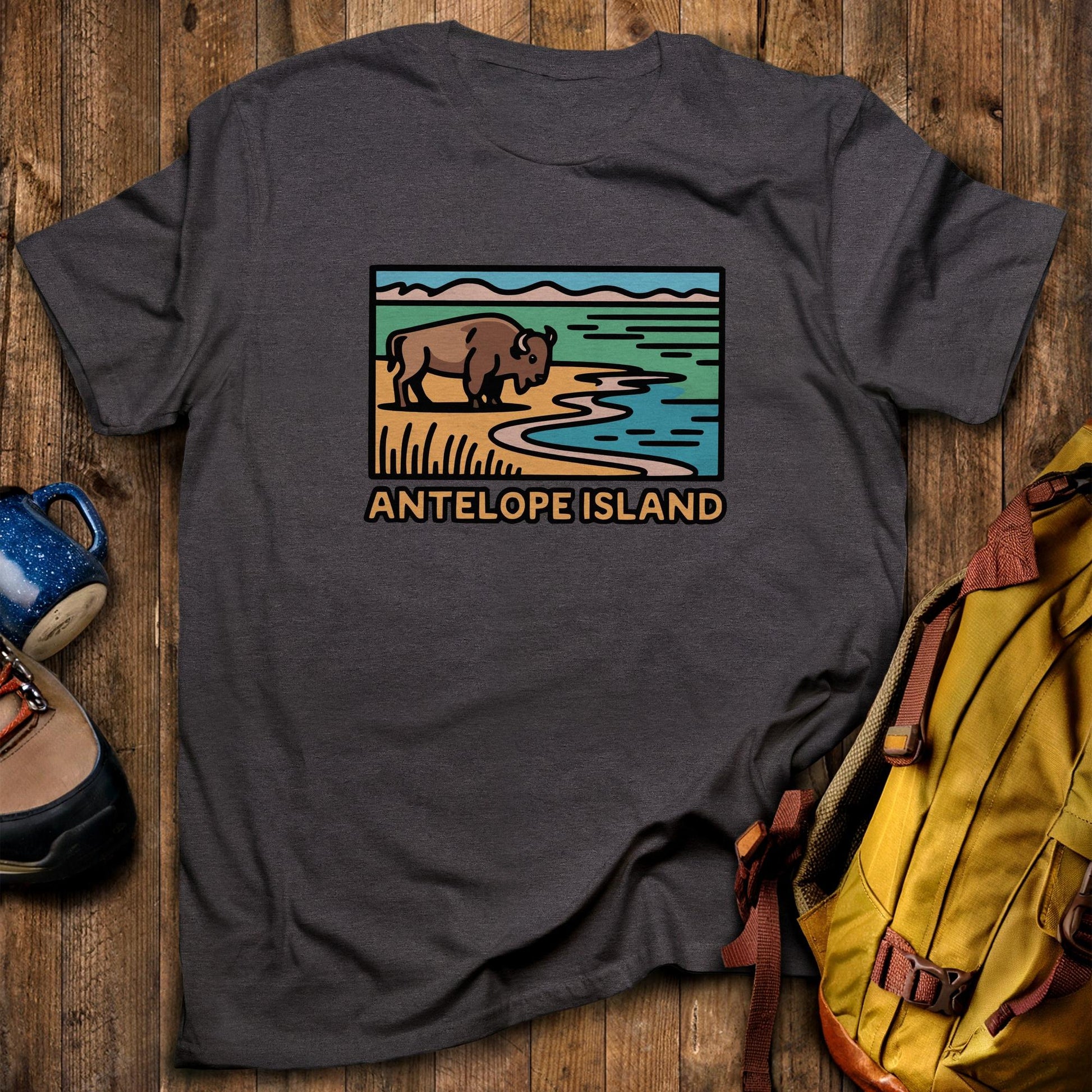Antelope Island State Park T-Shirt Dark Heather Adventure and Outdoors Themed T-Shirt