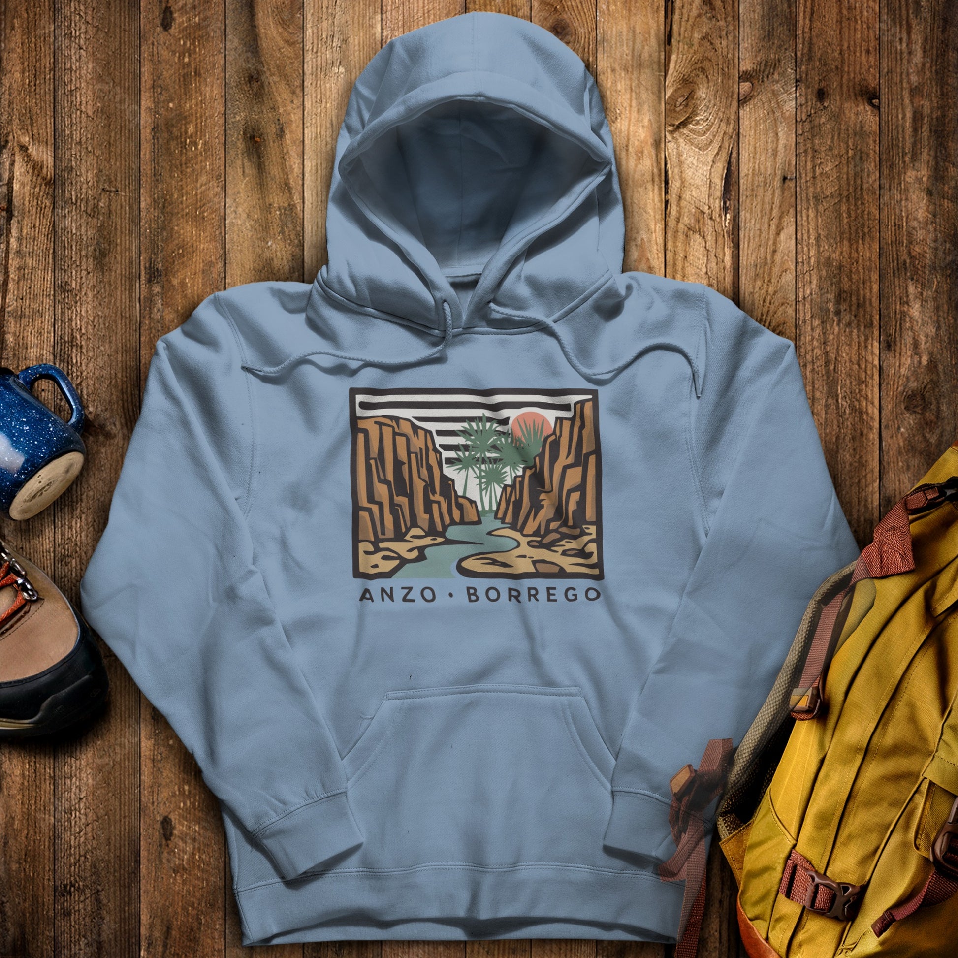 Anza-Borrego Desert State Park Hoodie Stone Blue Adventure and Outdoors Themed Hoodie
