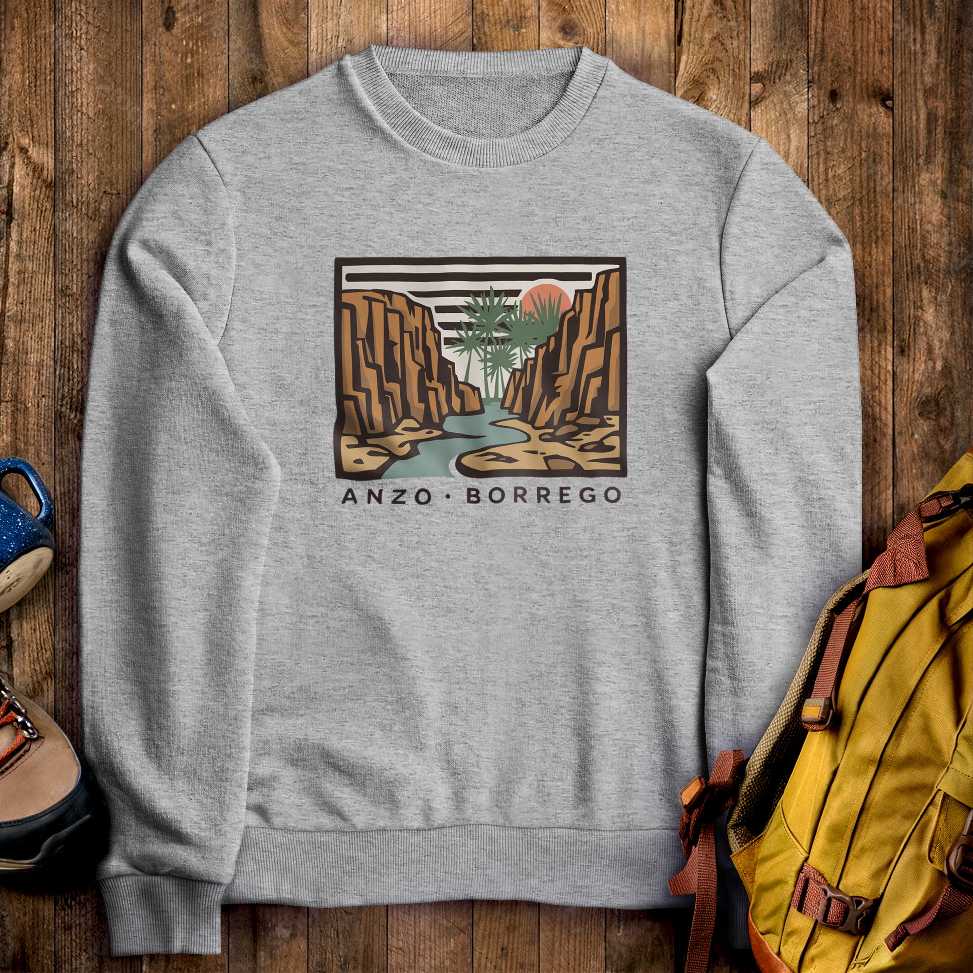 Anza-Borrego Desert State Park Crewneck Sweatshirt Sport Grey Adventure and Outdoors Themed Sweatshirt
