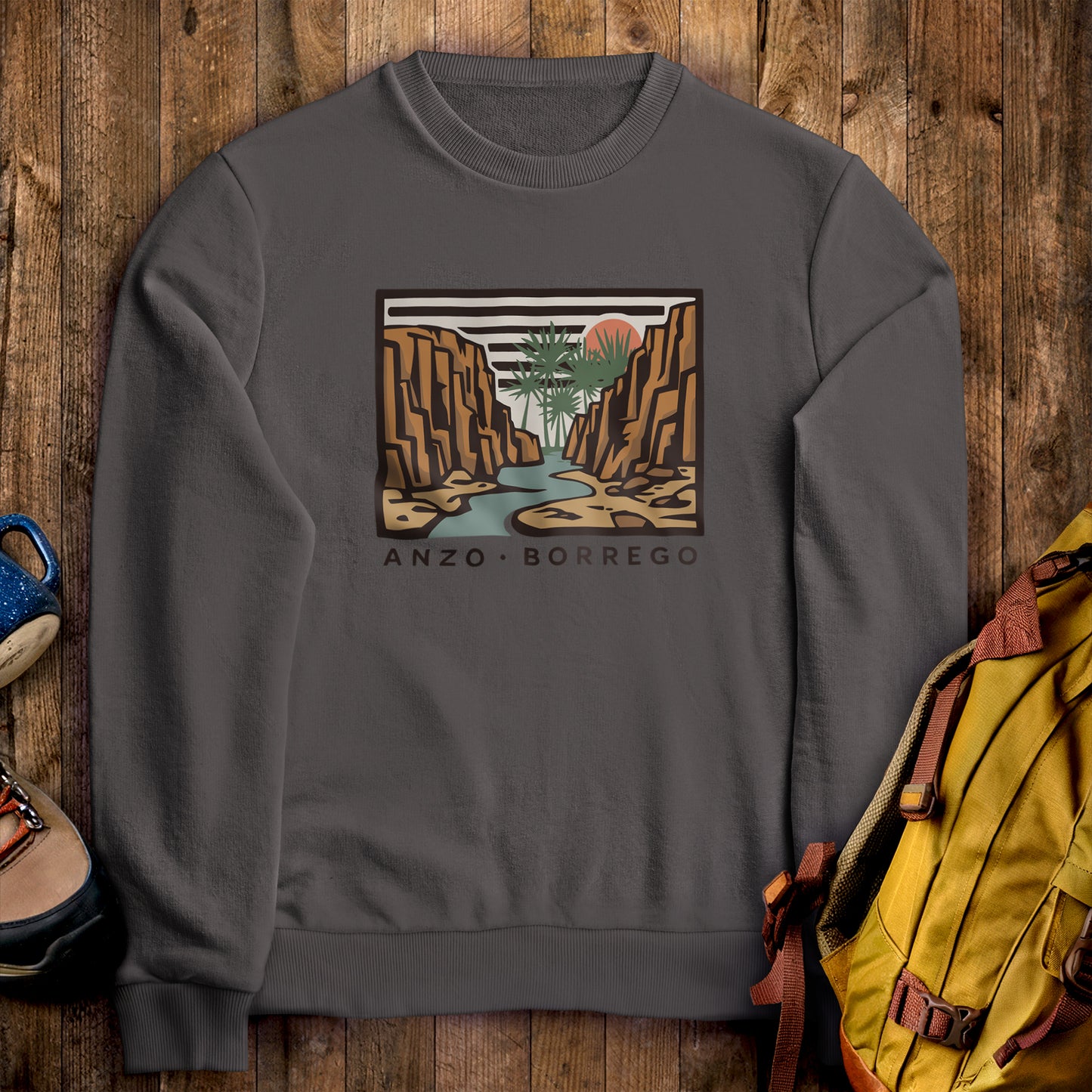 Anza-Borrego Desert State Park Crewneck Sweatshirt Charcoal Adventure and Outdoors Themed Sweatshirt