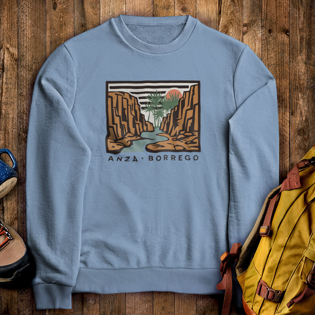 Anza-Borrego Desert State Park Crewneck Sweatshirt Stone Blue Adventure and Outdoors Themed Sweatshirt