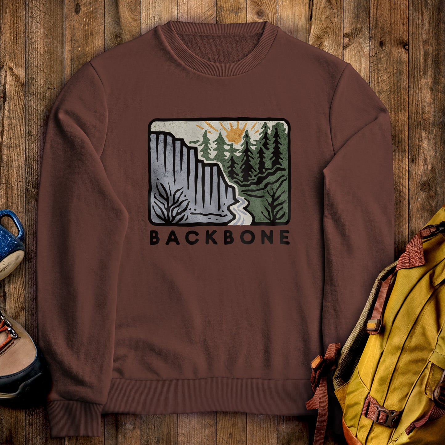Backbone State Park Crewneck Sweatshirt Cocoa Adventure and Outdoors Themed Sweatshirt