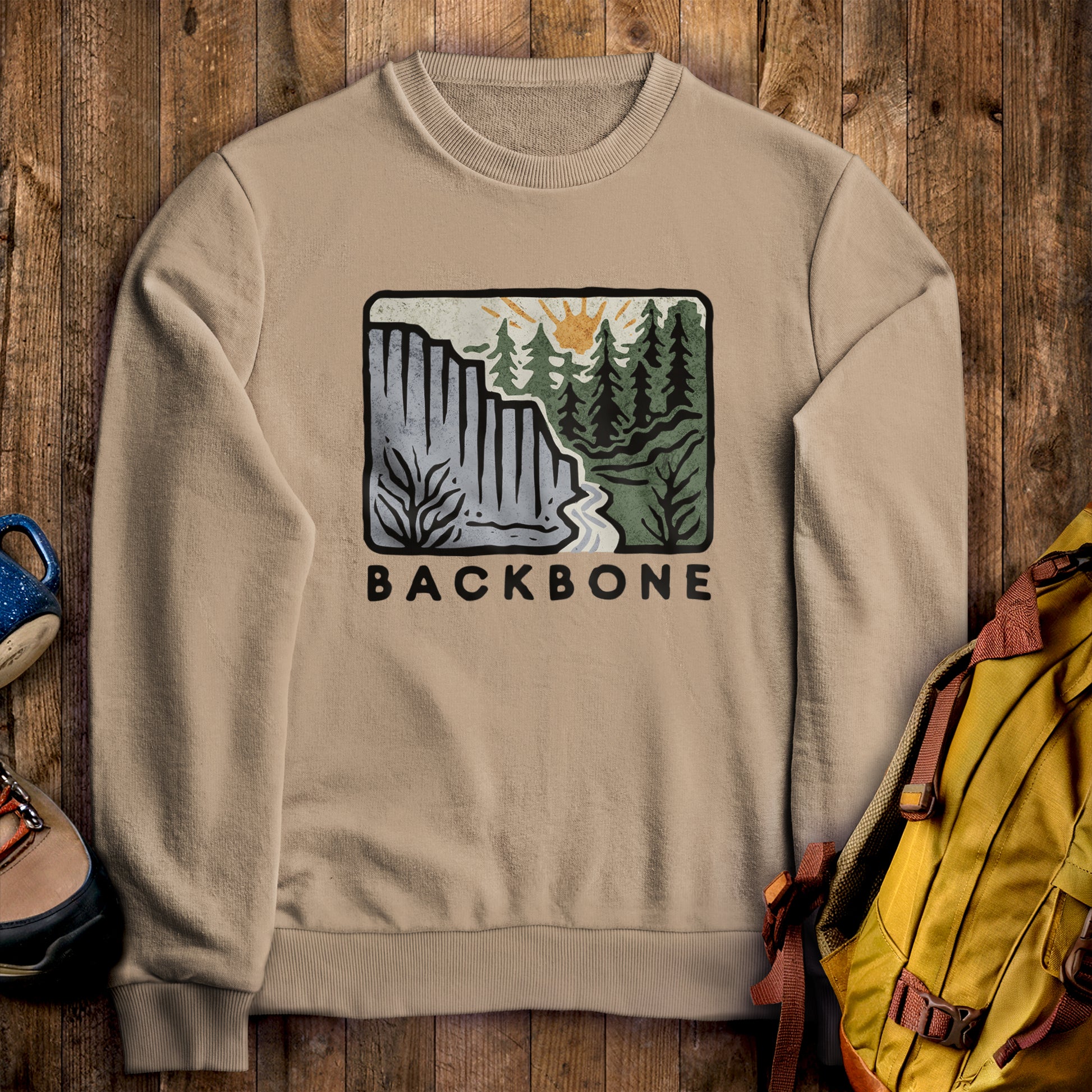 Backbone State Park Crewneck Sweatshirt Sand Adventure and Outdoors Themed Sweatshirt