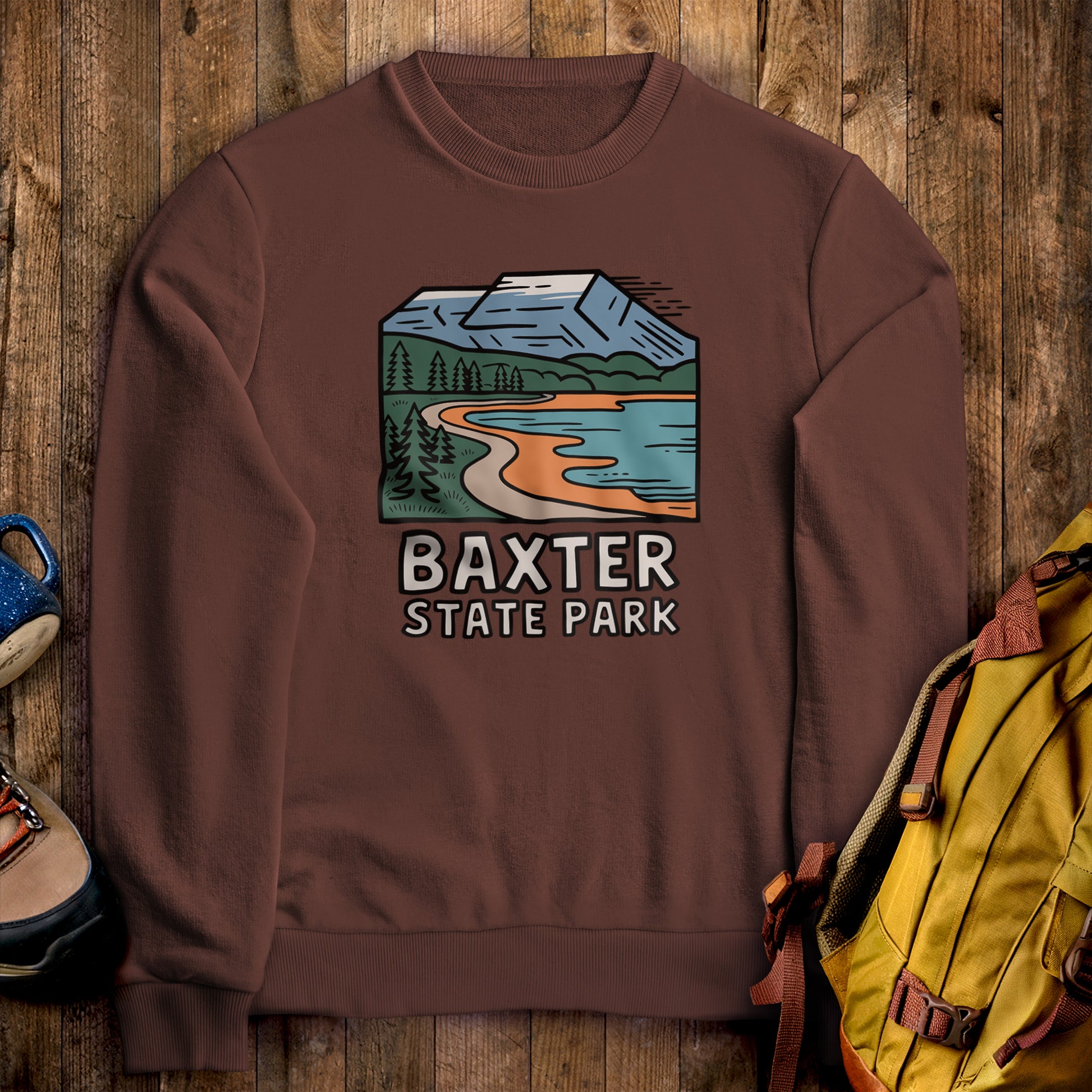 Baxter State Park Crewneck Sweatshirt Cocoa Adventure and Outdoors Themed Sweatshirt