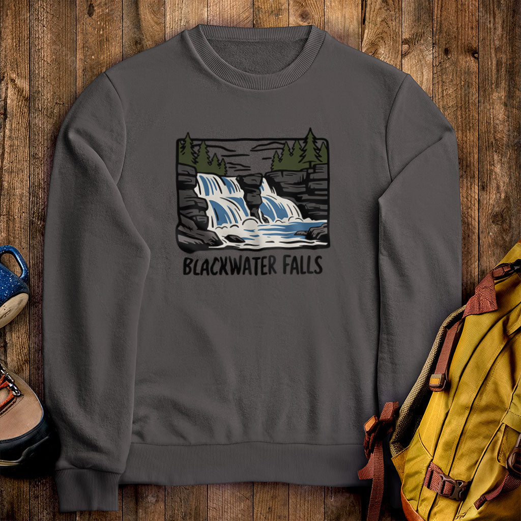 Blackwater Falls Crewneck Sweatshirt Charcoal Adventure and Outdoors Themed Sweatshirt