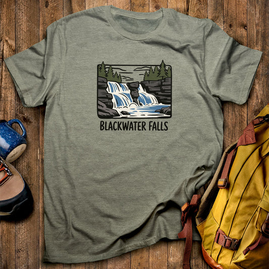 Blackwater Falls T-Shirt Heather Military Green Adventure and Outdoors Themed T-Shirt