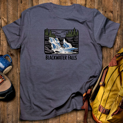 Blackwater Falls T-Shirt Heather Navy Adventure and Outdoors Themed T-Shirt
