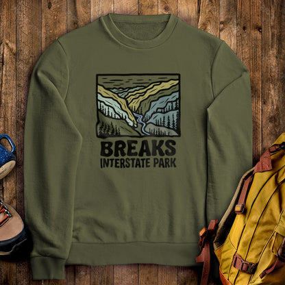Breaks Interstate Park Crewneck Sweatshirt Military Green Adventure and Outdoors Themed Sweatshirt