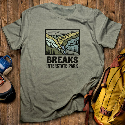 Breaks Interstate Park T-Shirt Heather Military Green Adventure and Outdoors Themed T-Shirt