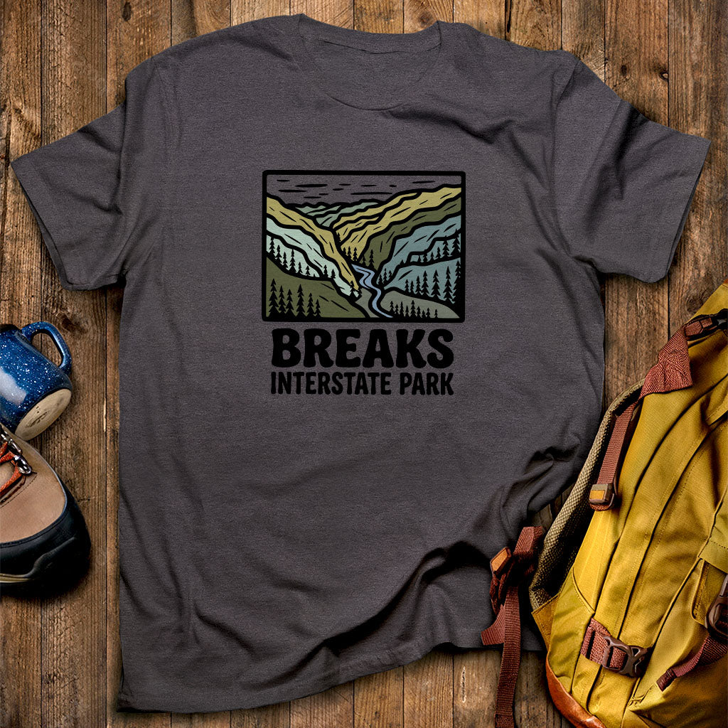 Breaks Interstate Park T-Shirt Dark Heather Adventure and Outdoors Themed T-Shirt