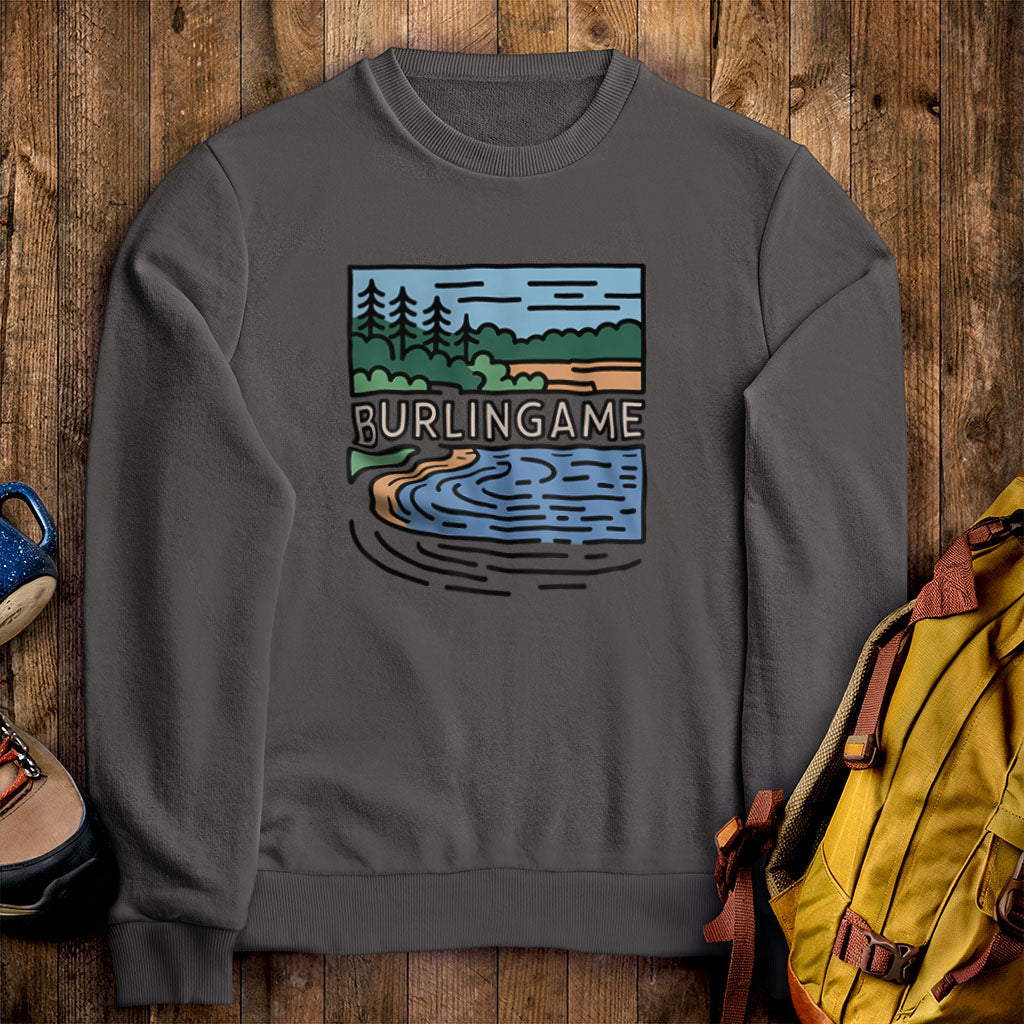 Burlingame State Park Crewneck Sweatshirt Charcoal Adventure and Outdoors Themed Sweatshirt