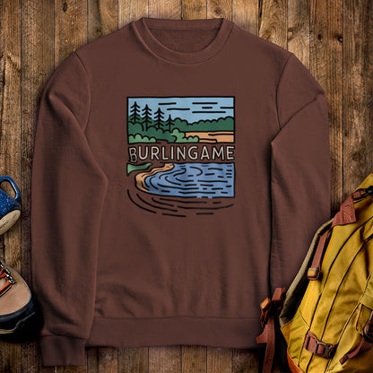 Burlingame State Park Crewneck Sweatshirt Cocoa Adventure and Outdoors Themed Sweatshirt
