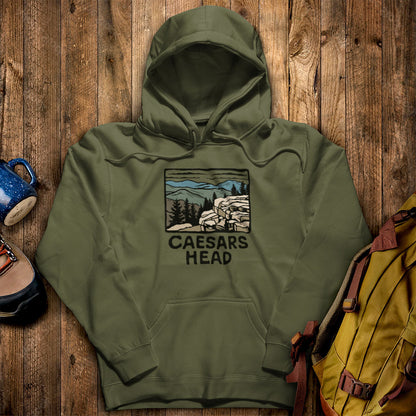 Caesars Head State Park Hoodie Military Green Adventure and Outdoors Themed Hoodie