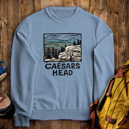Caesars Head State Park Crewneck Sweatshirt Stone Blue Adventure and Outdoors Themed Sweatshirt