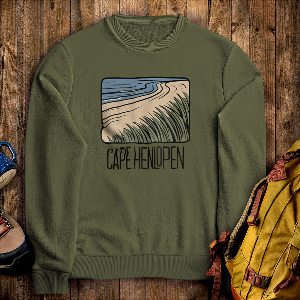 Cape Henlopen Crewneck Sweatshirt Military Green Adventure and Outdoors Themed Sweatshirt