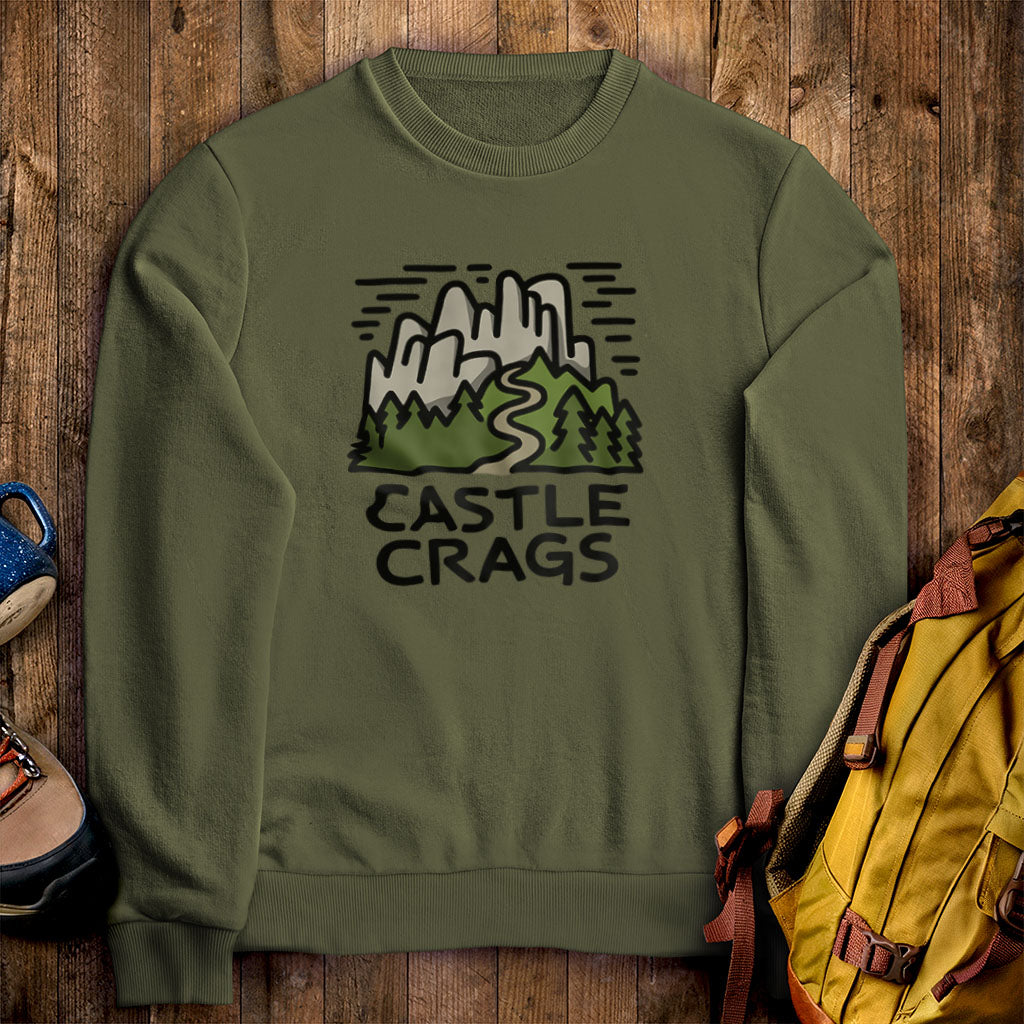 Castle Crags State Park Sweatshirt Military Green Adventure and Outdoors Themed Sweatshirt