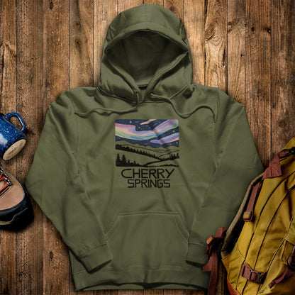 Cherry Springs at Night Hoodie Military Green Adventure and Outdoors Themed Hoodie