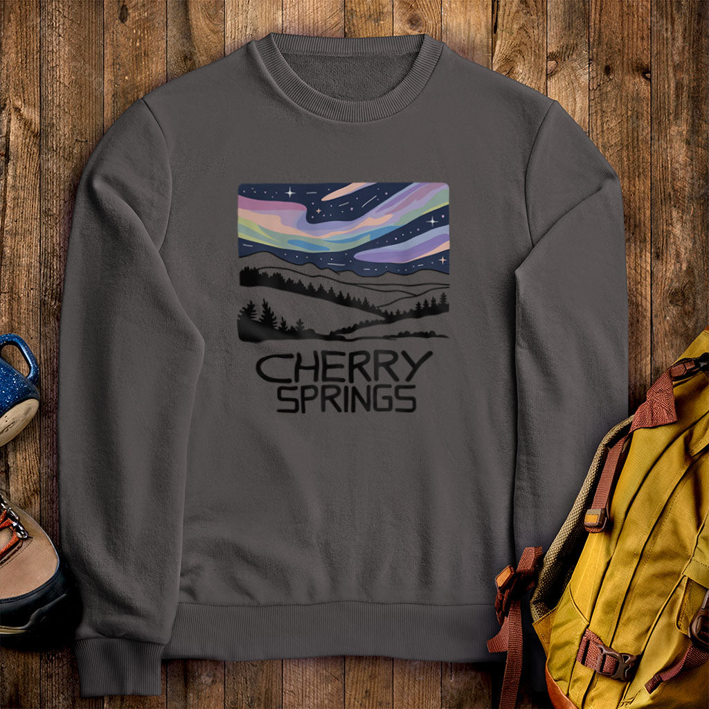 Cherry Springs at Night Crewneck Sweatshirt Charcoal Adventure and Outdoors Themed Sweatshirt