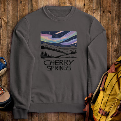 Cherry Springs at Night Crewneck Sweatshirt Charcoal Adventure and Outdoors Themed Sweatshirt