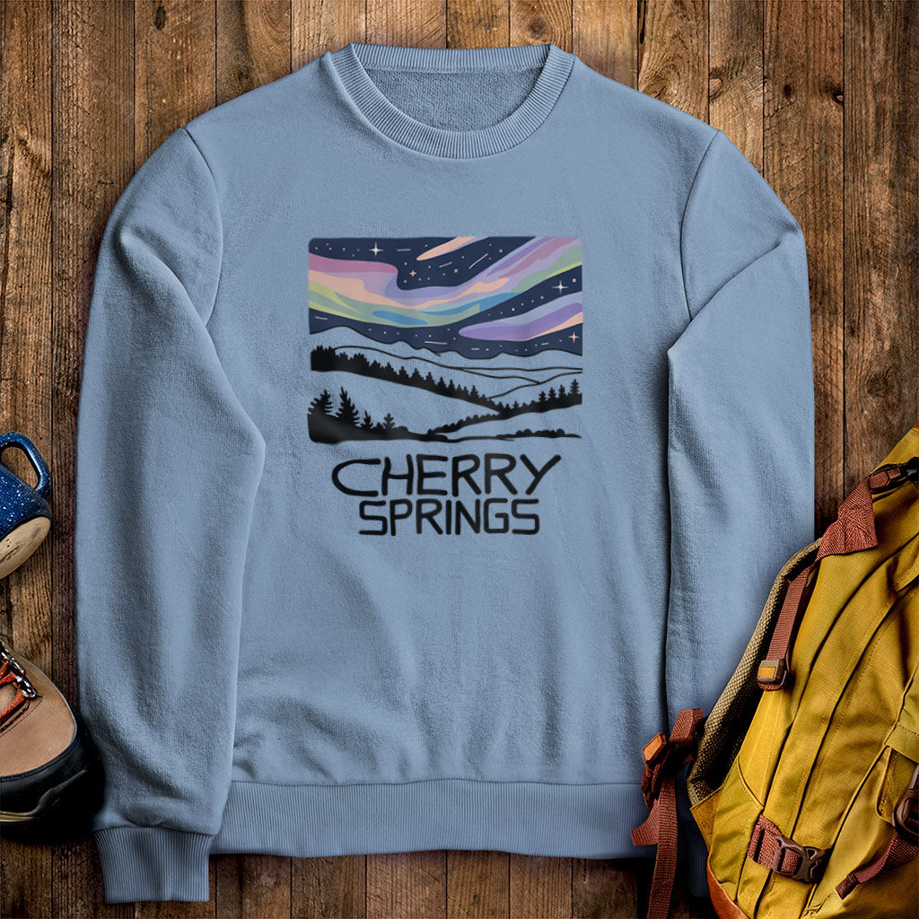 Cherry Springs at Night Crewneck Sweatshirt Stone Blue Adventure and Outdoors Themed Sweatshirt