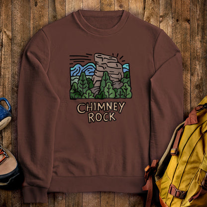 Chimney Rock Crewneck Sweatshirt Cocoa Adventure and Outdoors Themed Sweatshirt