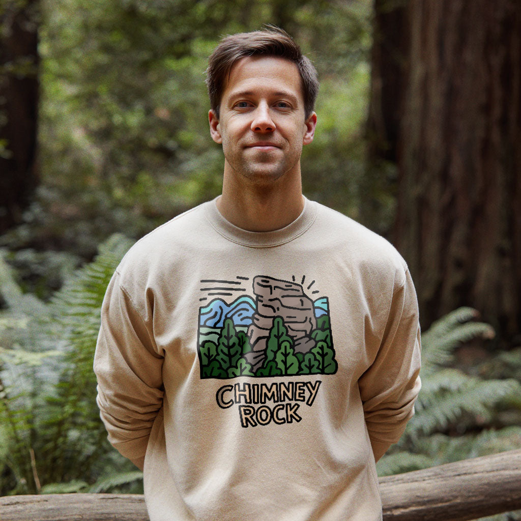 Chimney Rock Crewneck Sweatshirt Adventure and Outdoors Themed Sweatshirt